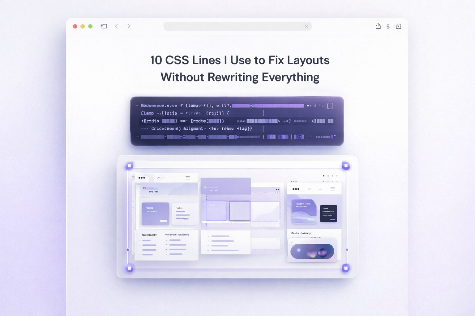 A tidy checklist-style UI representing quick CSS layout fixes without a refactor