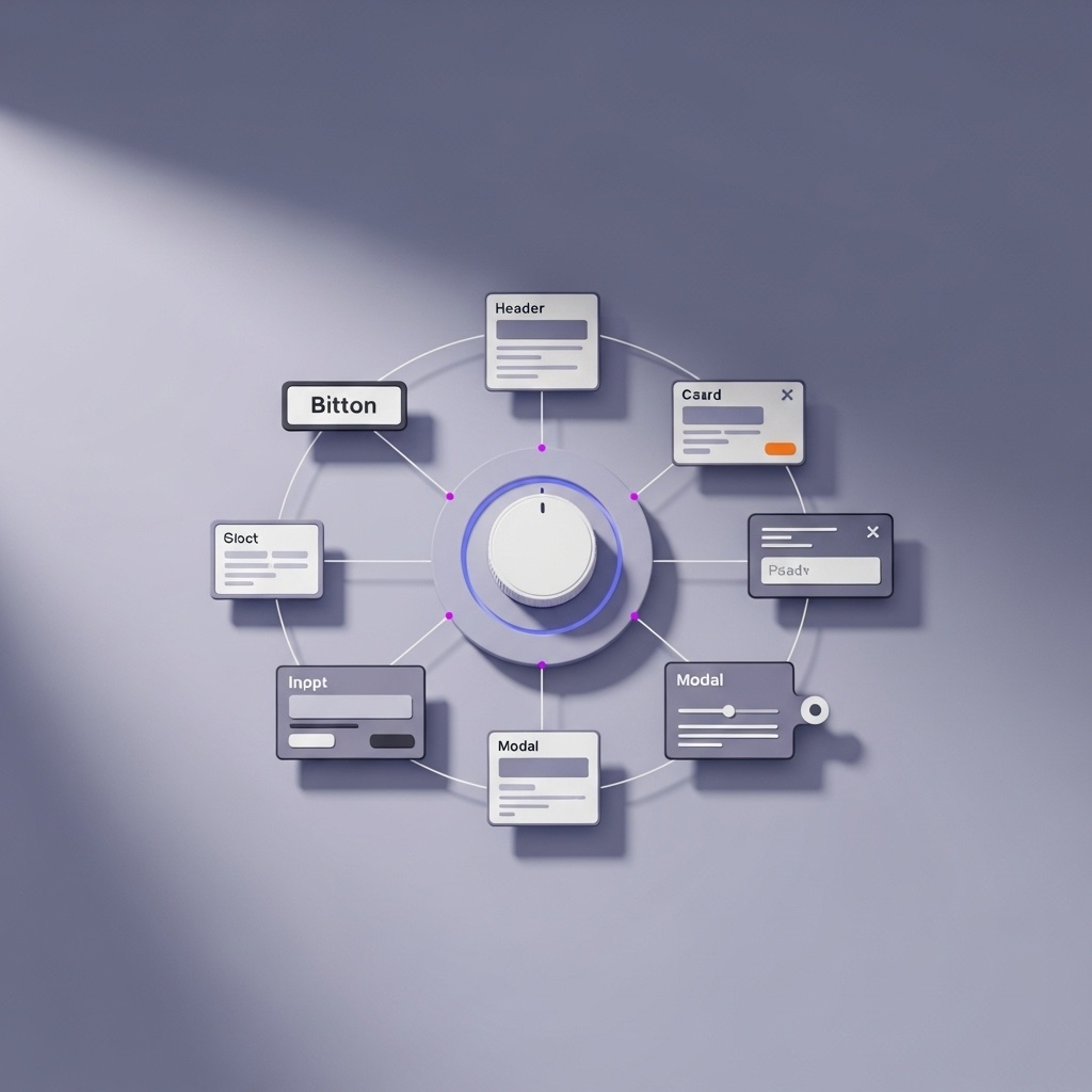 A UI scale knob controlling typography, spacing, and radius across a website
